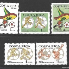 Sellos: COSTA RICA 452/56** - AÑO 1986 - MEXICO 86, CAMPEONATO DEL MUNDO DE FUTBOL