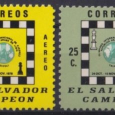 Sellos: F-EX48238 EL SALVADOR MNH 1977 WORLD CHAMPIONSHIP CHESS AJEDREZ.