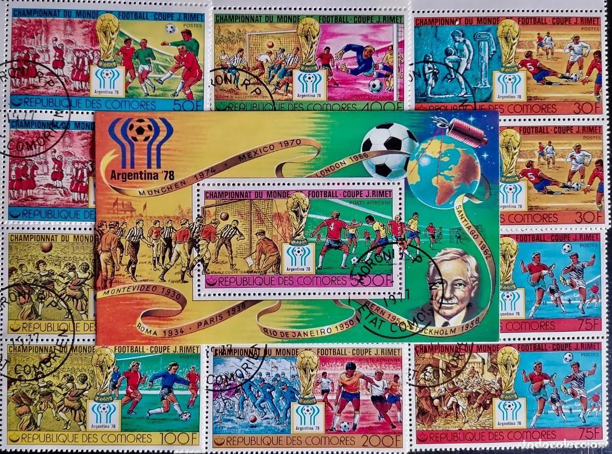 Sellos: COMORAS 1978 - HB Y SERIES MUNDIAL DE F&Uacute;TBOL / ARGENTINA .