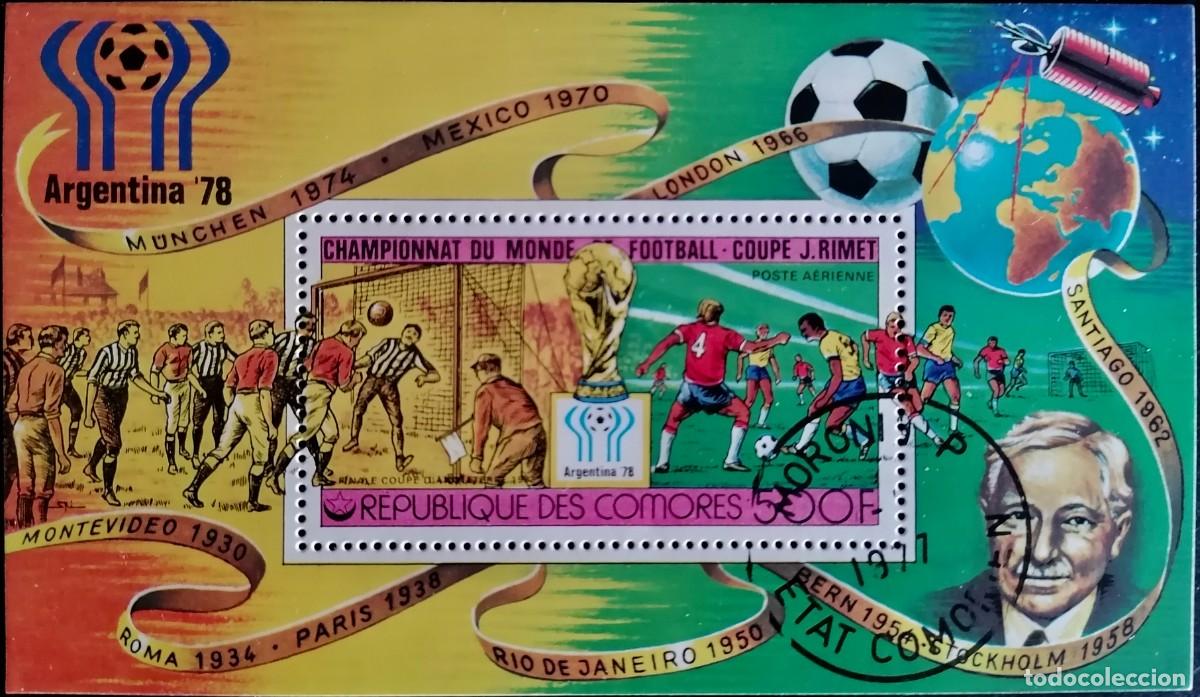 Sellos: COMORAS 1978 - HB MUNDIAL DE F&Uacute;TBOL / ARGENTINA .