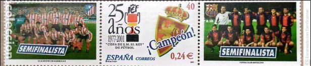 Sellos: Espa&ntilde;a. 3805 25 A&ntilde;os de la Copa de S.M. el Rey de F&uacute;tbol: Escudo del Real Zaragoza, campe&oacute;n de la e