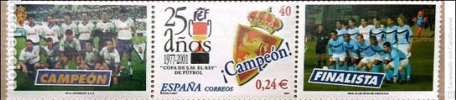 Sellos: Espa&ntilde;a. 3805 25 A&ntilde;os de la Copa de S.M. el Rey de F&uacute;tbol: Escudo del Real Zaragoza, campe&oacute;n de la e