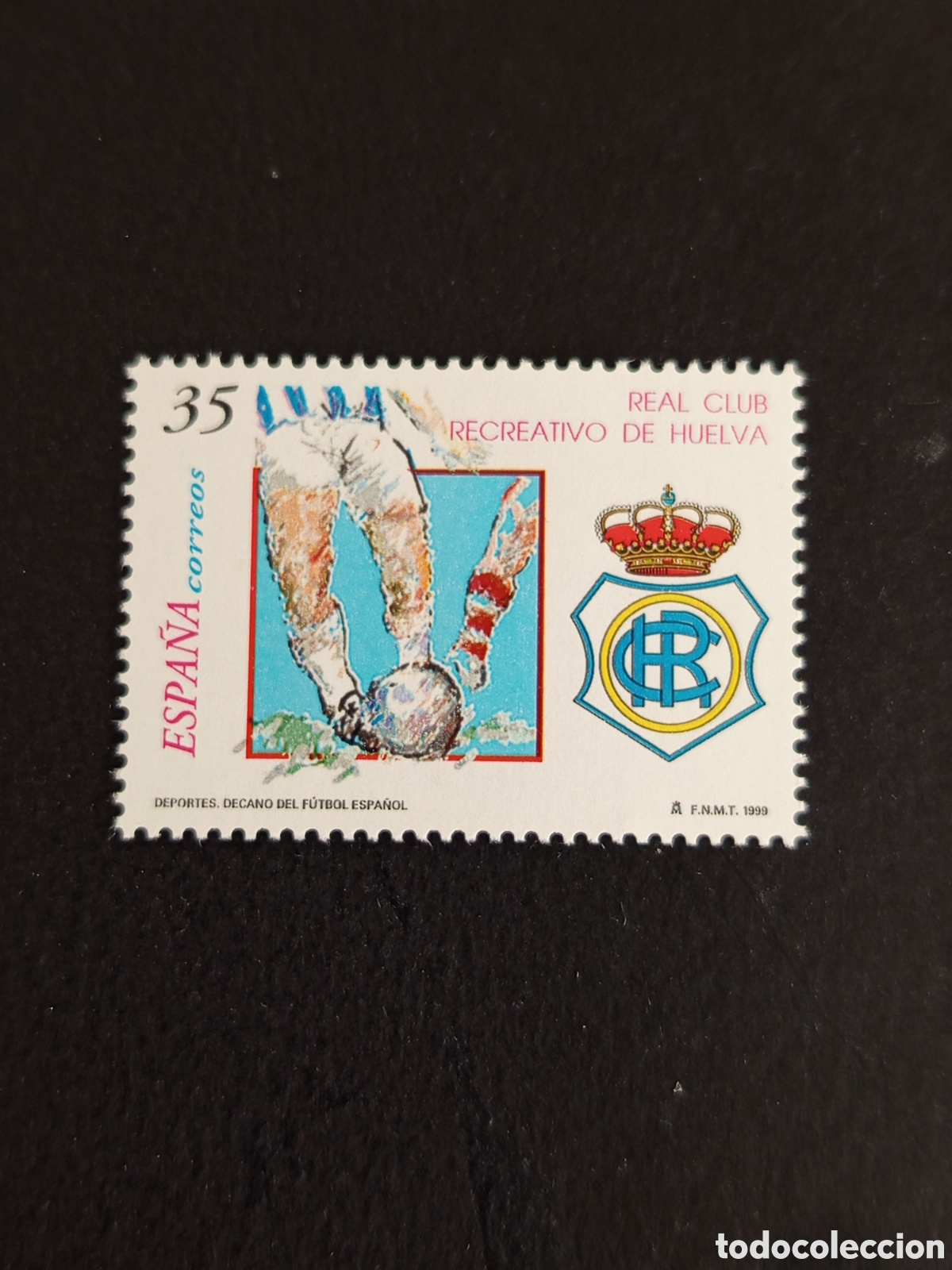 Sellos: Espa&ntilde;a, 1999. Centenario Real Club Recreativo de Huelva. Edifil 3644. Pedido m&iacute;nimo 3 &euro;. Ver fotos.