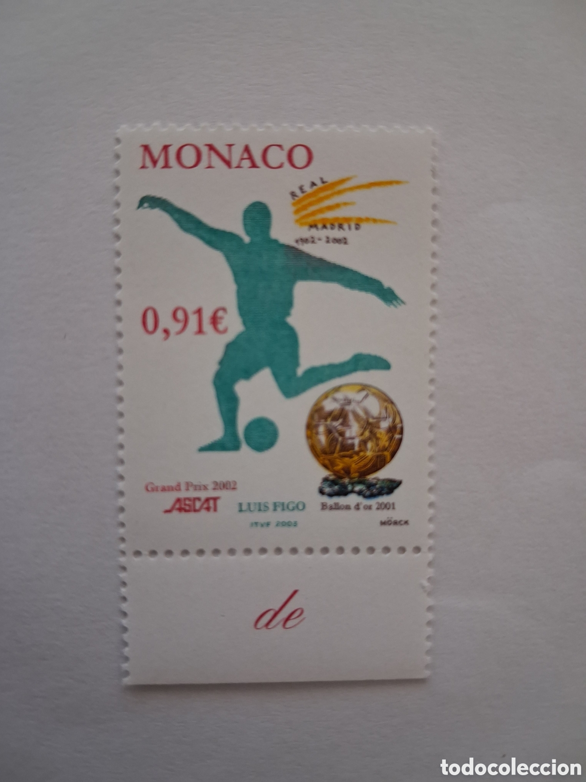 Stamps: Sello Luis Figo Bal&oacute;n de Oro de M&oacute;naco, NUEVO