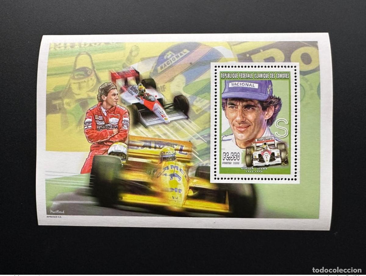 Sellos: Comoras 1999 YT 1121 Luxury Block Ayrton Senna Formula 1 Marlboro Camel