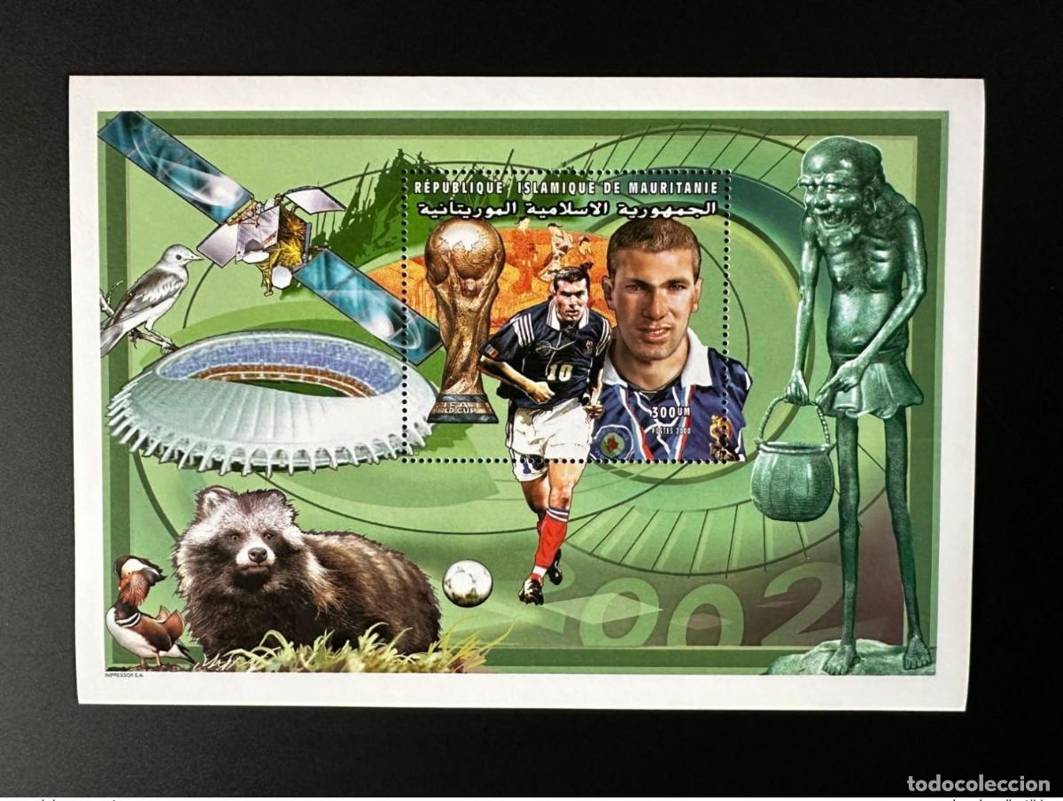 Sellos: Mauritania 2000 millas Bl. 80 Copa Mundial de F&uacute;tbol FIFA 2002 Corea Jap&oacute;n Zidane