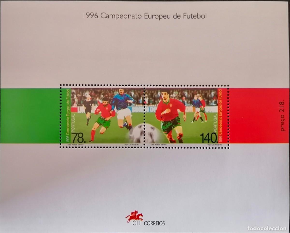 Sellos: PORTUGAL 1996 - HB F&Uacute;TBOL / INGLATERRA96
