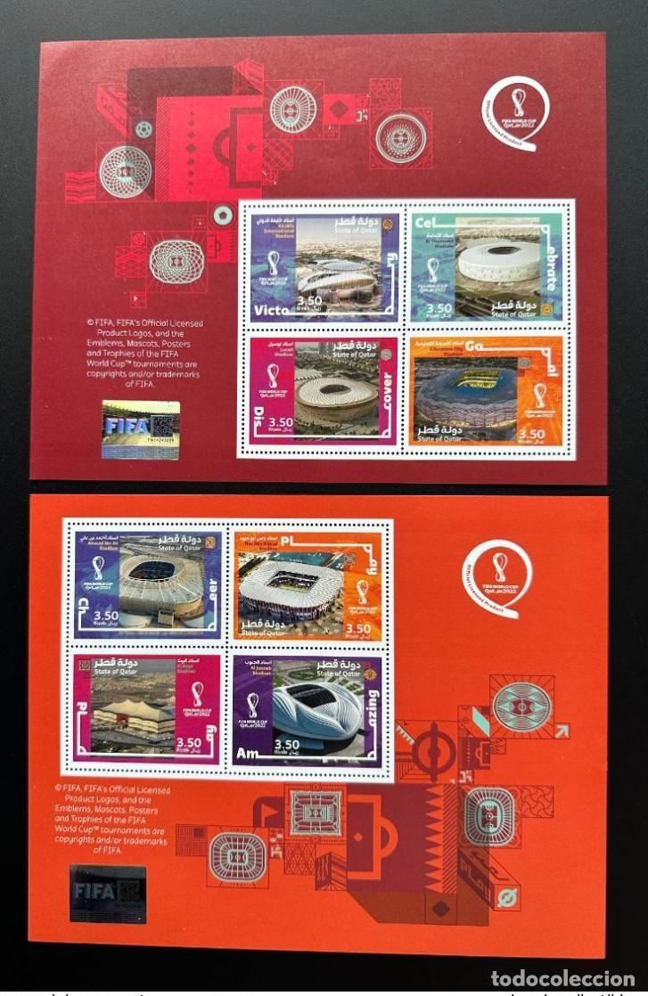 Sellos: Qatar 2022 Bloque Copa Mundial de F&uacute;tbol la FIFA WM Estadios (I/II)