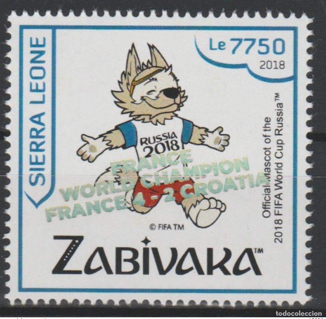 Sellos: Encuesta de Sierra Leona 2018. &laquo;CAMPE&Oacute;N FRANCIA&raquo; Copa Mundial la FIFA Rusia F&uacute;tbol