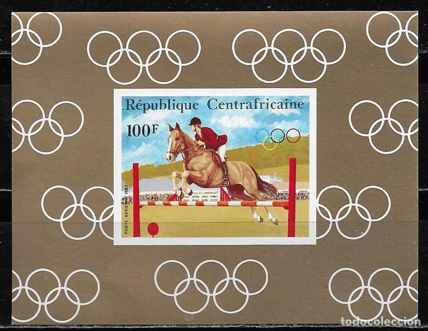 Sellos: CENTROAFRICANA 1983, HB. SIN DENTAR - JUEGOS OL&Iacute;MPICOS LOS ANGELES 84 - EQUITACI&Oacute;N. MNH.