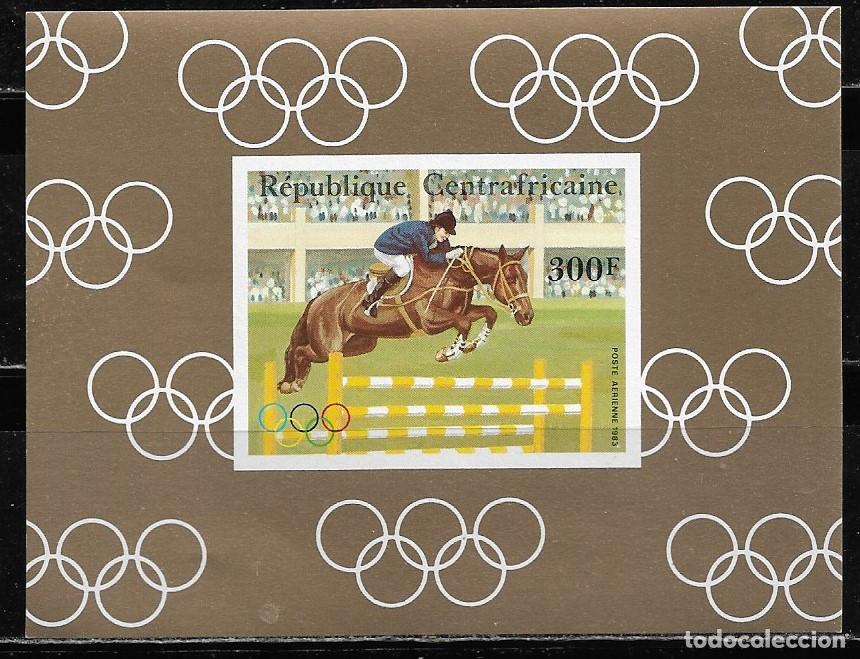 Sellos: CENTROAFRICANA 1983, HB. SIN DENTAR - JUEGOS OL&Iacute;MPICOS LOS ANGELES 84 - EQUITACI&Oacute;N. MNH.