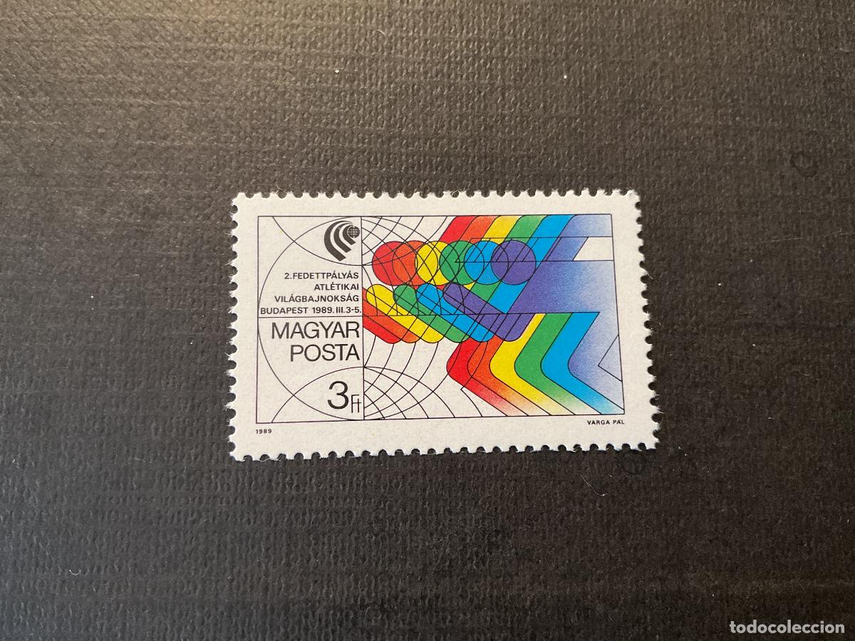 Sellos: HUNGRIA N&ordm; YVERT 3202** A&Ntilde;O 1989.CAMPEONATO DEL MUNDO DE ATLETISMO EN SALA. CON CHARNELA