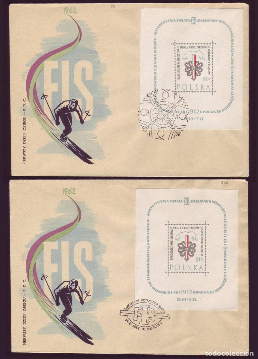 Sellos: 2 FDC Polonia, 1962 | World Ski Championships, Zakopane '62 | Yv: B31 - Mi: B26