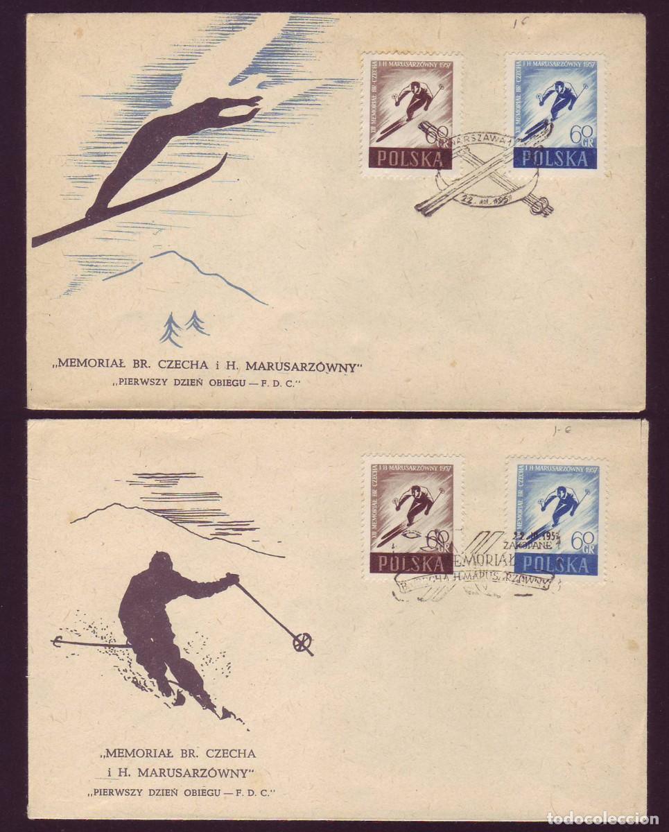 Sellos: 2 FDC Polonia, 1957 | 12th Czech & Marusarz&oacute;wna Ski Memorial | Yv: 888/9 - Mi: 1002/3
