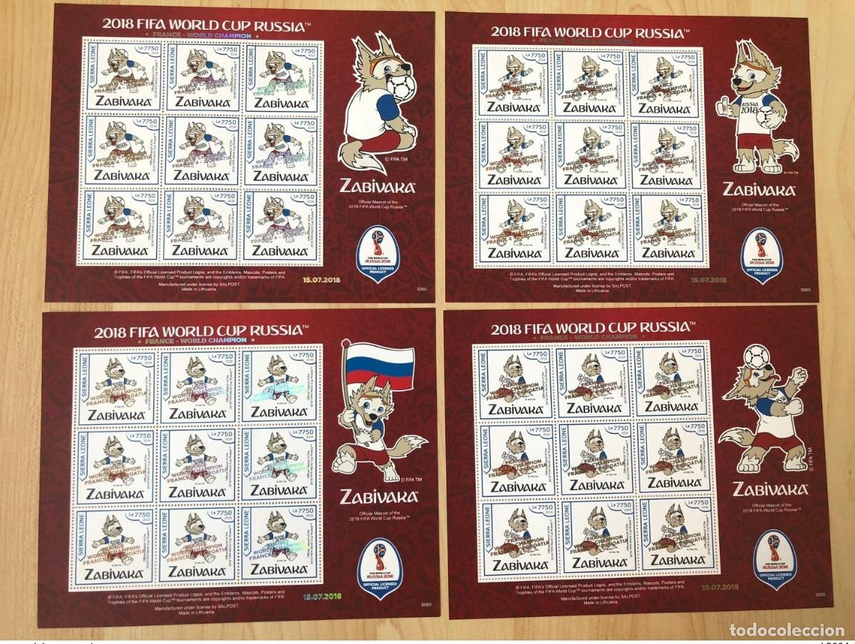 Sellos: Sierra Leona 2018 surch. sheets FRANCIA CAMPEONA Copa Mundial FIFA Rusia F&uacute;tbol