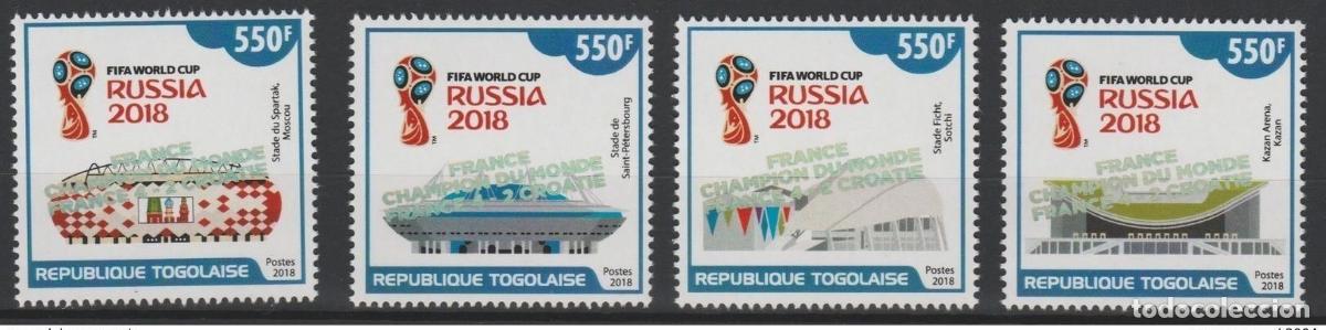Sellos: Togo 2018 Mi.? Surch. estableci&oacute; a FRANCIA CAMPEONA de la Copa Mundial FIFA Rusia Soccer