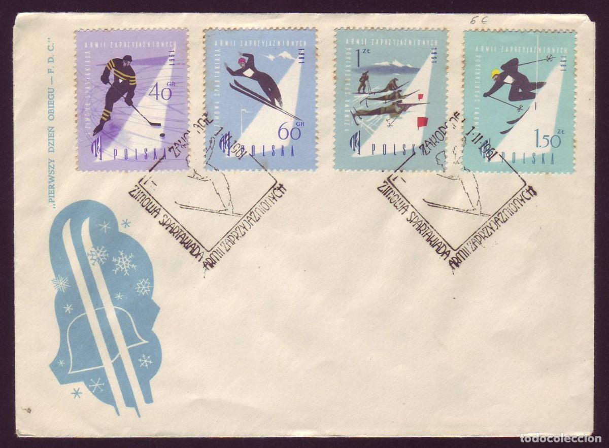 Sellos: FDC Polonia, 1961 | Winter Spartakiade | Yv: 1085/8 - Mi: 1221/4 - Sc: 969/72