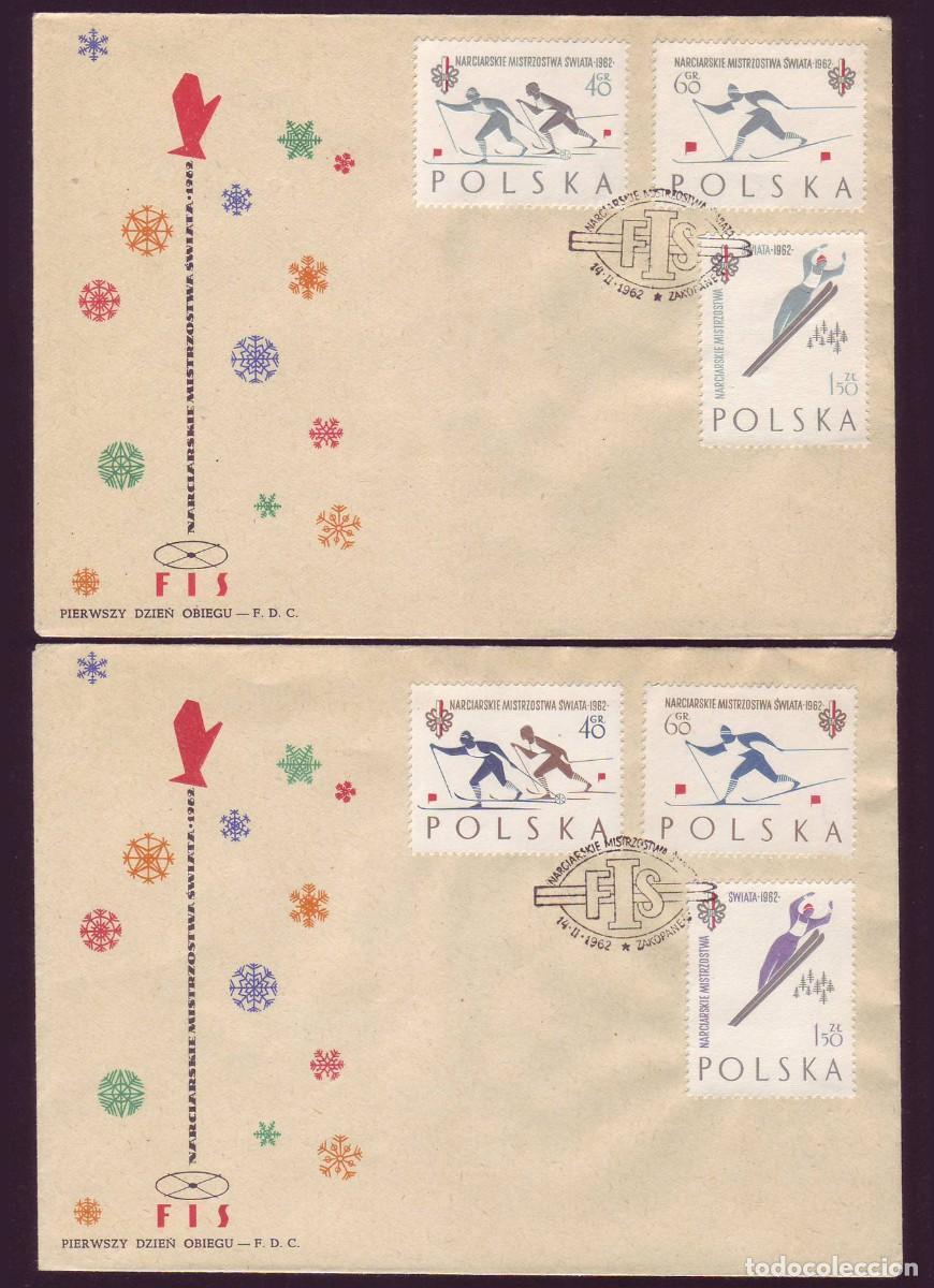 Sellos: 2 FDC Polonia, 1962 | World Ski Championships, Zakopane '62 | Yv: 1157/62 - Mi: 1294/9