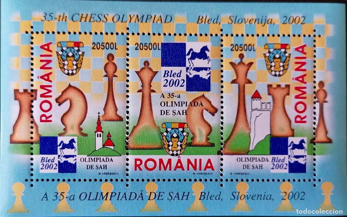 Sellos: RUMANIA 2002 - HB OLIMPIADA DE AJEDREZ .