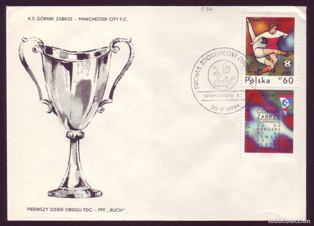 Sellos: FDC Polonia, 1970 | UEFA Cup Winners' Cup (G&oacute;rnik - Manchester City) | Yv: 1858 - Mi: 2008Zf