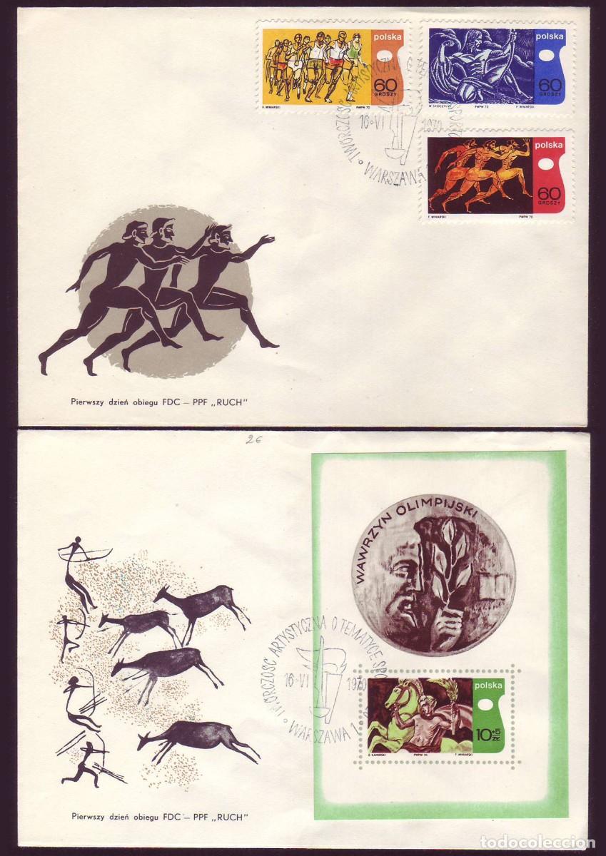 Sellos: FDC Polonia, 1970 | Arte y Deporte | Yvert: 1860/2 + B47 / Michel: 2010/2 + B41