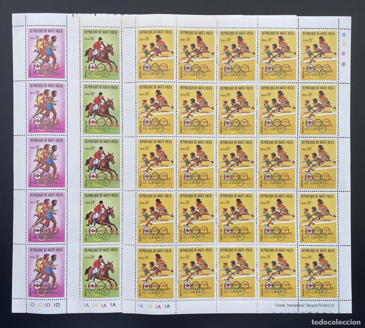 Sellos: Alto Volta 1977 YT 408-410 sobrecargado JJ.OO. Montreal Caballo