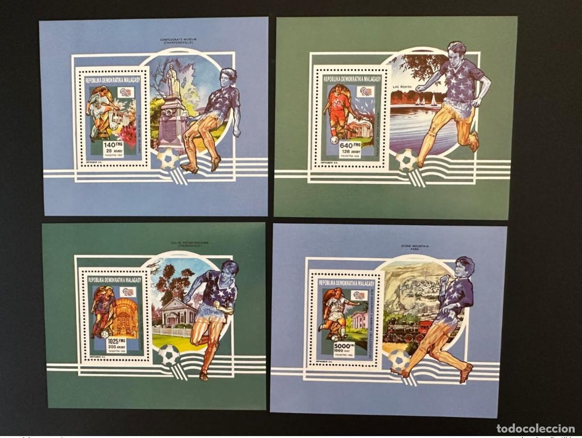 Sellos: Madagascar 1992 Mi. No. 202 - 205 Copa Mundial de F&uacute;tbol la FIFA 1994 Estados Unidos