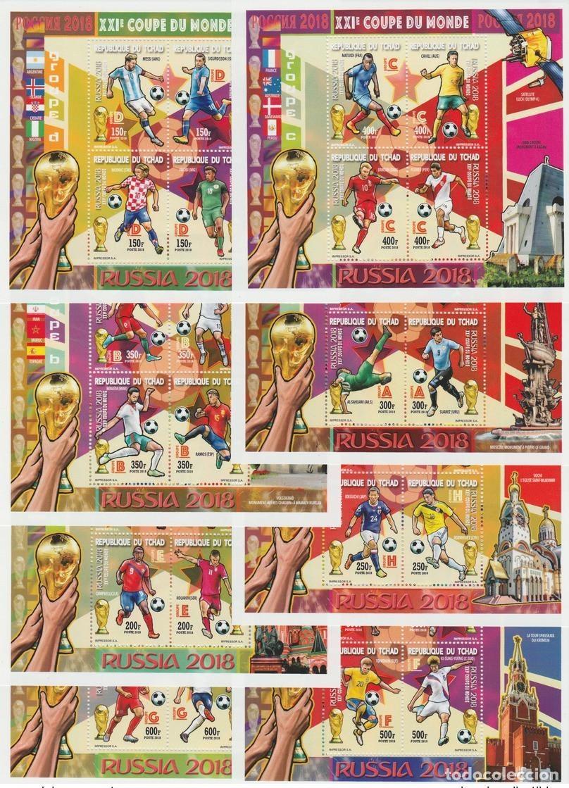 Sellos: Chad 2018 Mi. Bl. 789 - 796 Copa Mundial de la FIFA Rusia F&uacute;tbol