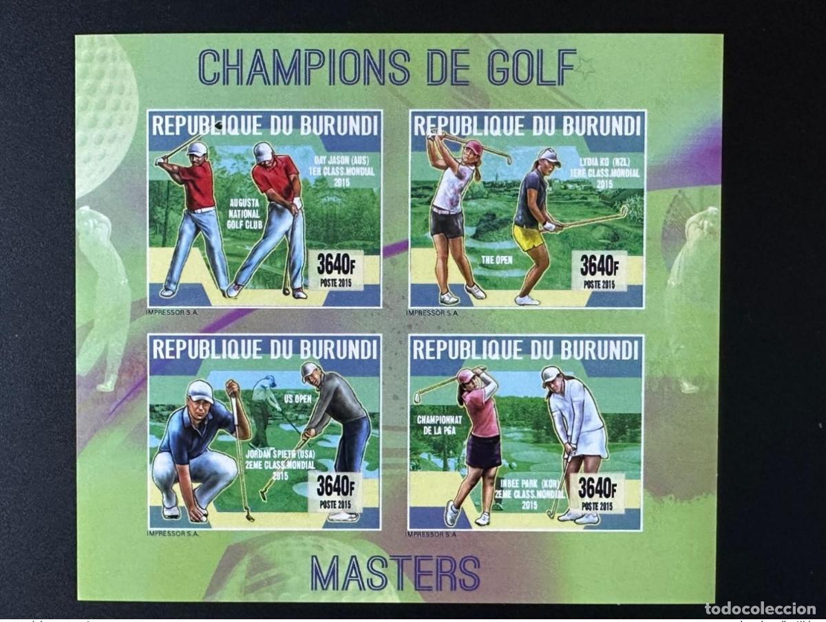 Sellos: Burundi 2015/2016 Mi. 3602 - 3605 ND IMPERF US Open Gold Masters Champions