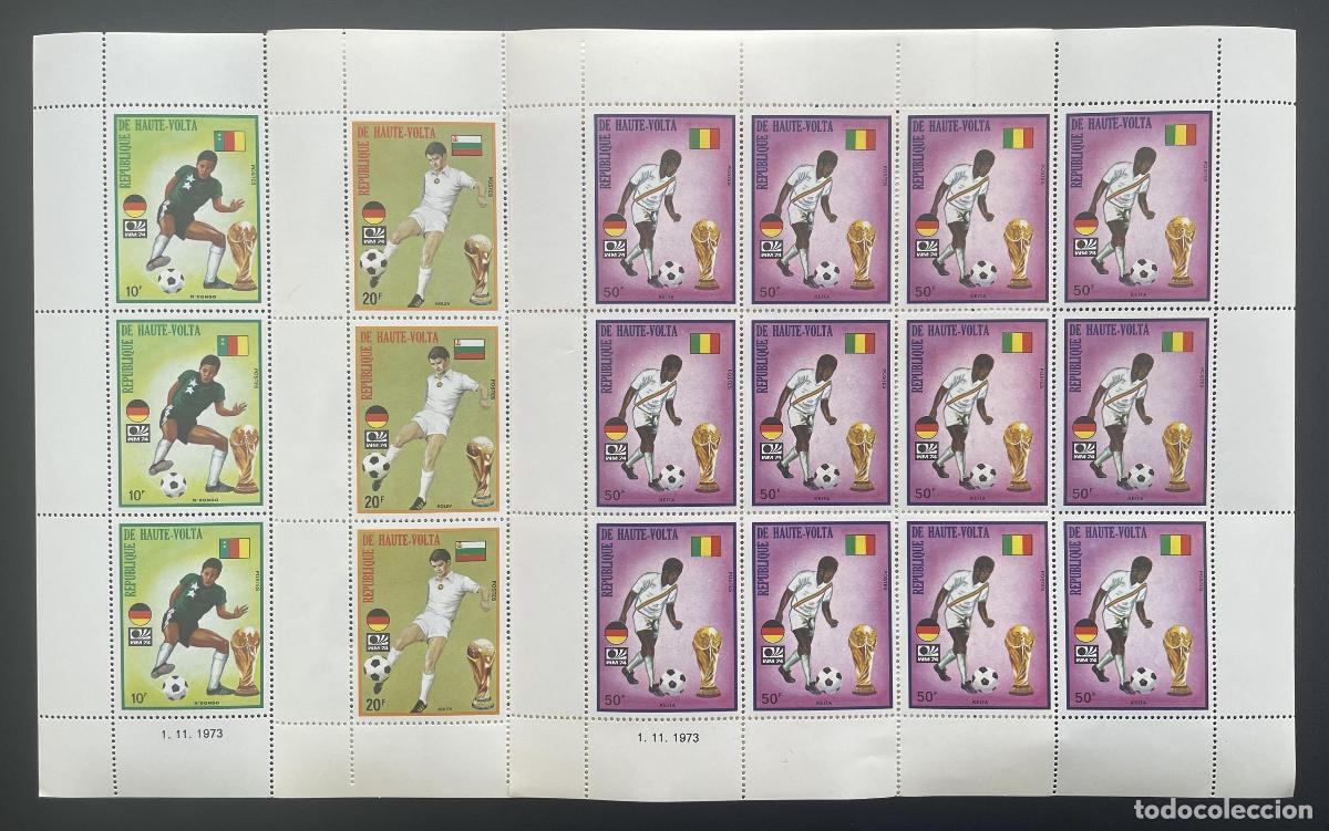 Selos: Alto Volta 1974 YT 305-307 bloque Copa Mundo F&uacute;tbol WM74 M&uacute;nich