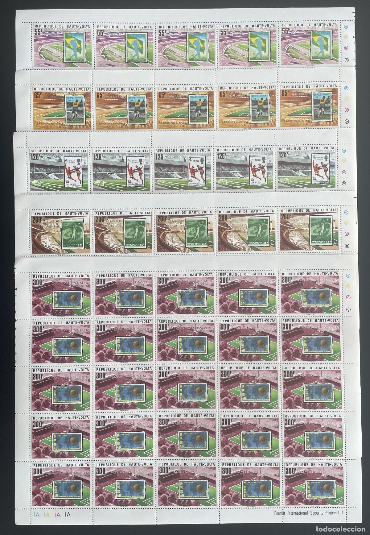 Selos: Alto Volta 1979 YT 470-474 bloque f&uacute;tbol copa mundo Argentina