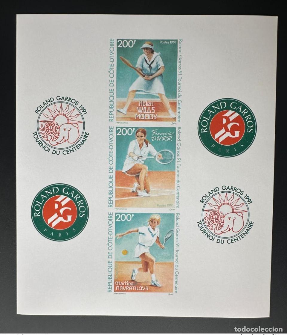 Sellos: Costa de Marfil 1991 Mi. 1030 - 33 36 Bloc Luxe ND Tennis Roland Garros Elephant