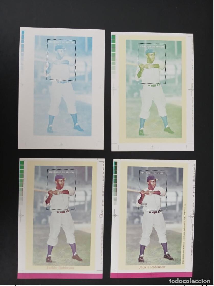 Sellos: Senegal 1999 Mi. No. 86 pruebas de color: Jackie Robinson b&eacute;isbol y