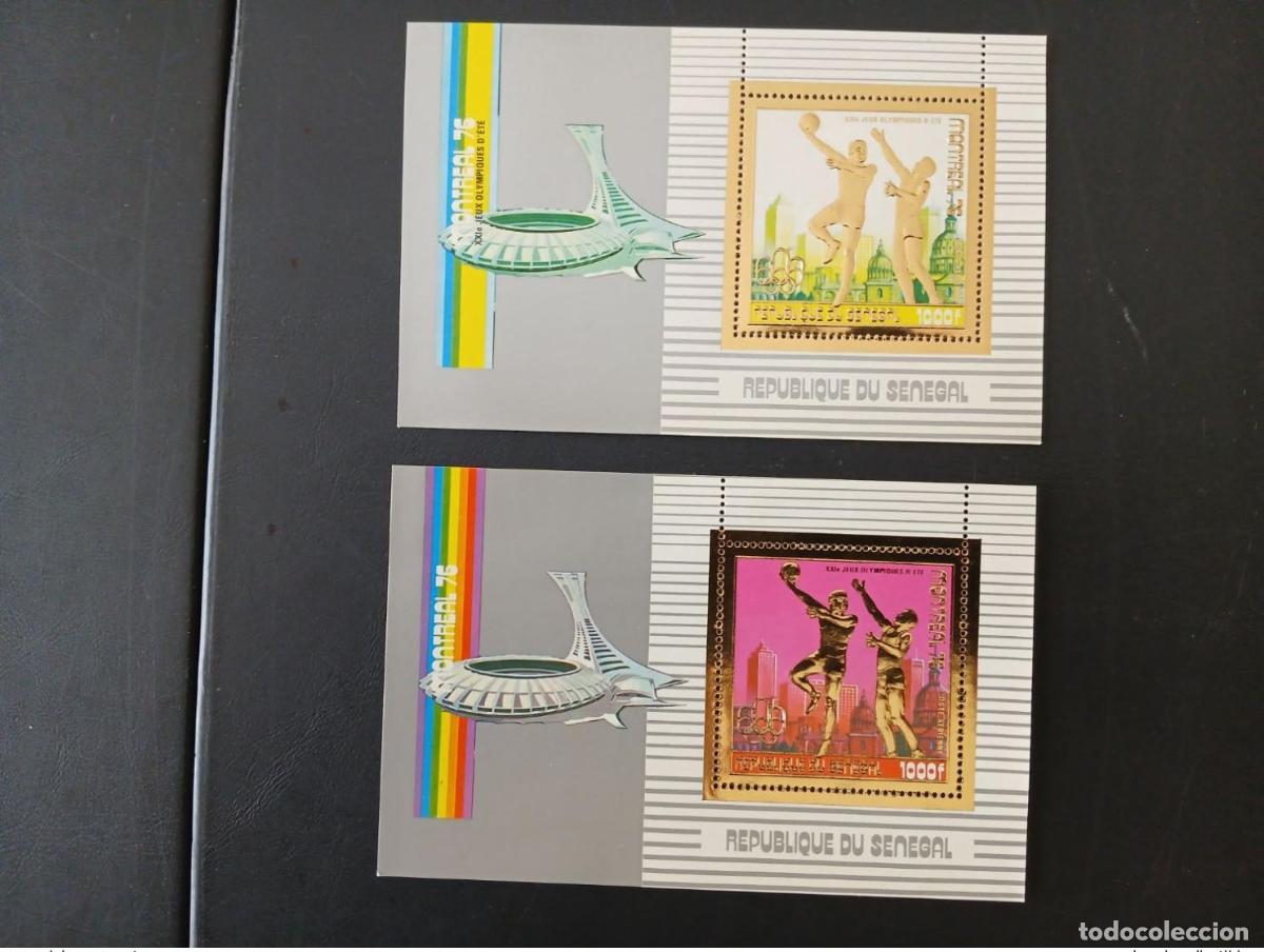 Sellos: Senegal 1976 Mi. Bl. 28 pruebas de color en los Juegos Ol&iacute;mpicos Baloncesto Montreal oro