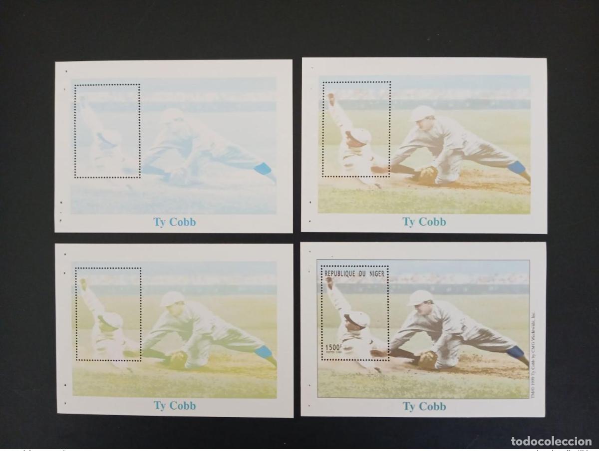 Sellos: N&iacute;ger 1999 Mi. Bl. 120 pruebas de color Ty Cobb b&eacute;isbol