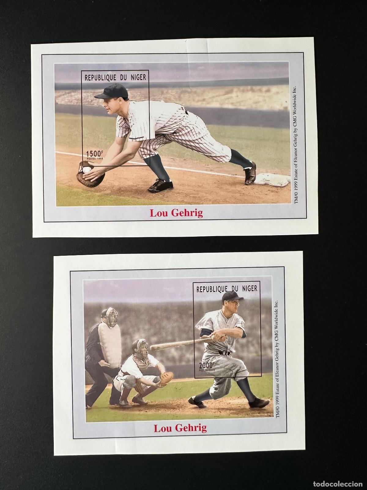 Sellos: N&iacute;ger 1999 Mi. N&uacute;m. 118 - 119 Pruebas fotogr&aacute;ficas Ensayos fotogr&aacute;ficos Lou Gehring Baseball