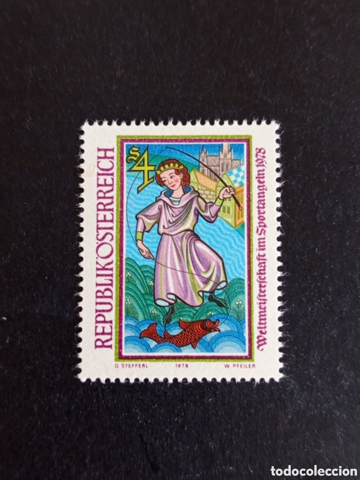 Sellos: AUSTRIA, 1978. Deportes: pesca deportiva. Campeonato del mundo. Yvert 1412. Pedido m&iacute;nimo 3 &euro;.