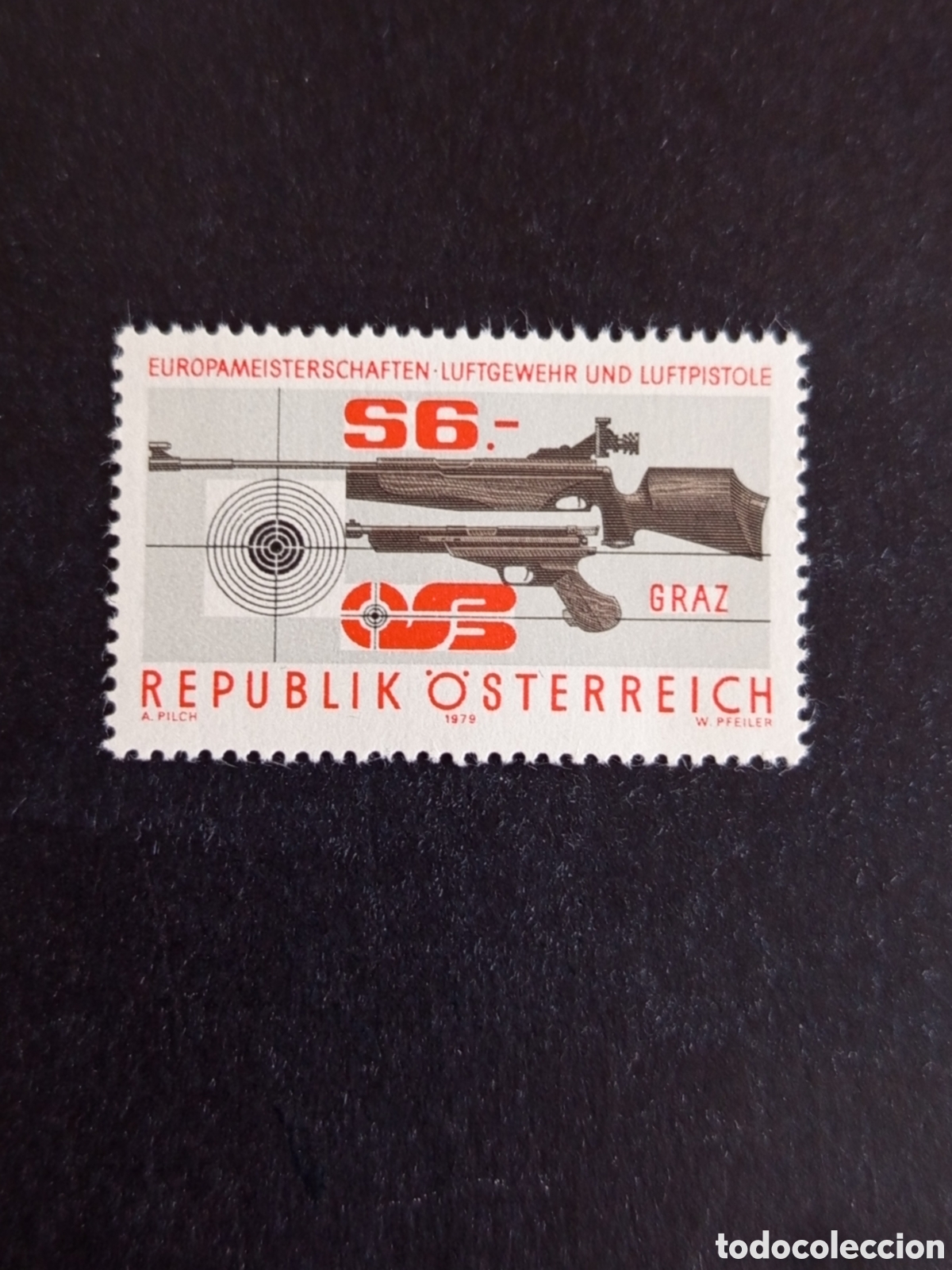 Sellos: AUSTRIA, 1979. Deportes: Tiro. Campeonato de Europa. Yvert 1428. Pedido m&iacute;nimo 3 &euro;. Ver fotos.