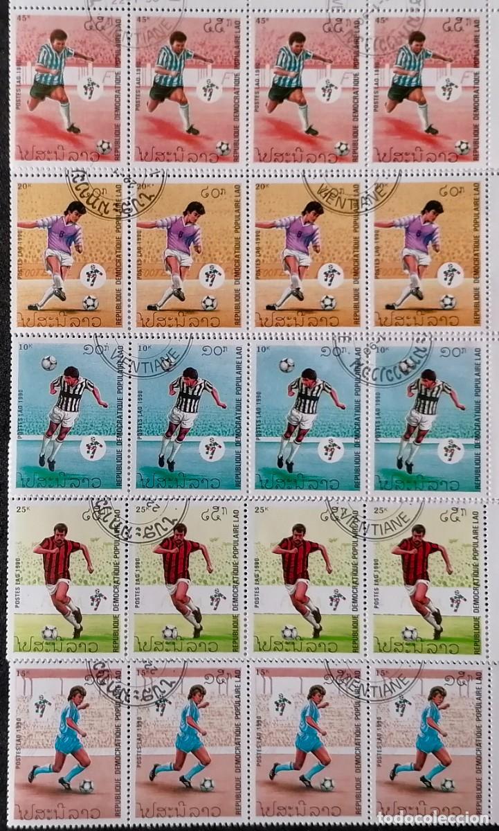 Sellos: LAOS 1990 - F&Uacute;TBOL / ITALIA 90 . INCOMPLETA .