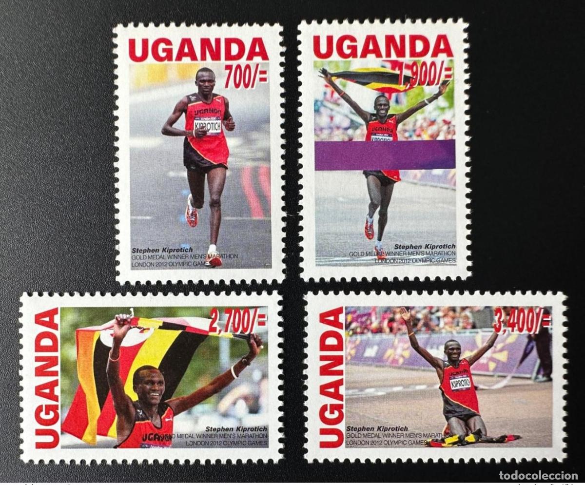 Sellos: Uganda 2013 Mi. 3115 - 3118 Juegos Ol&iacute;mpicos de Londres 2012 Stephen Kiprotich