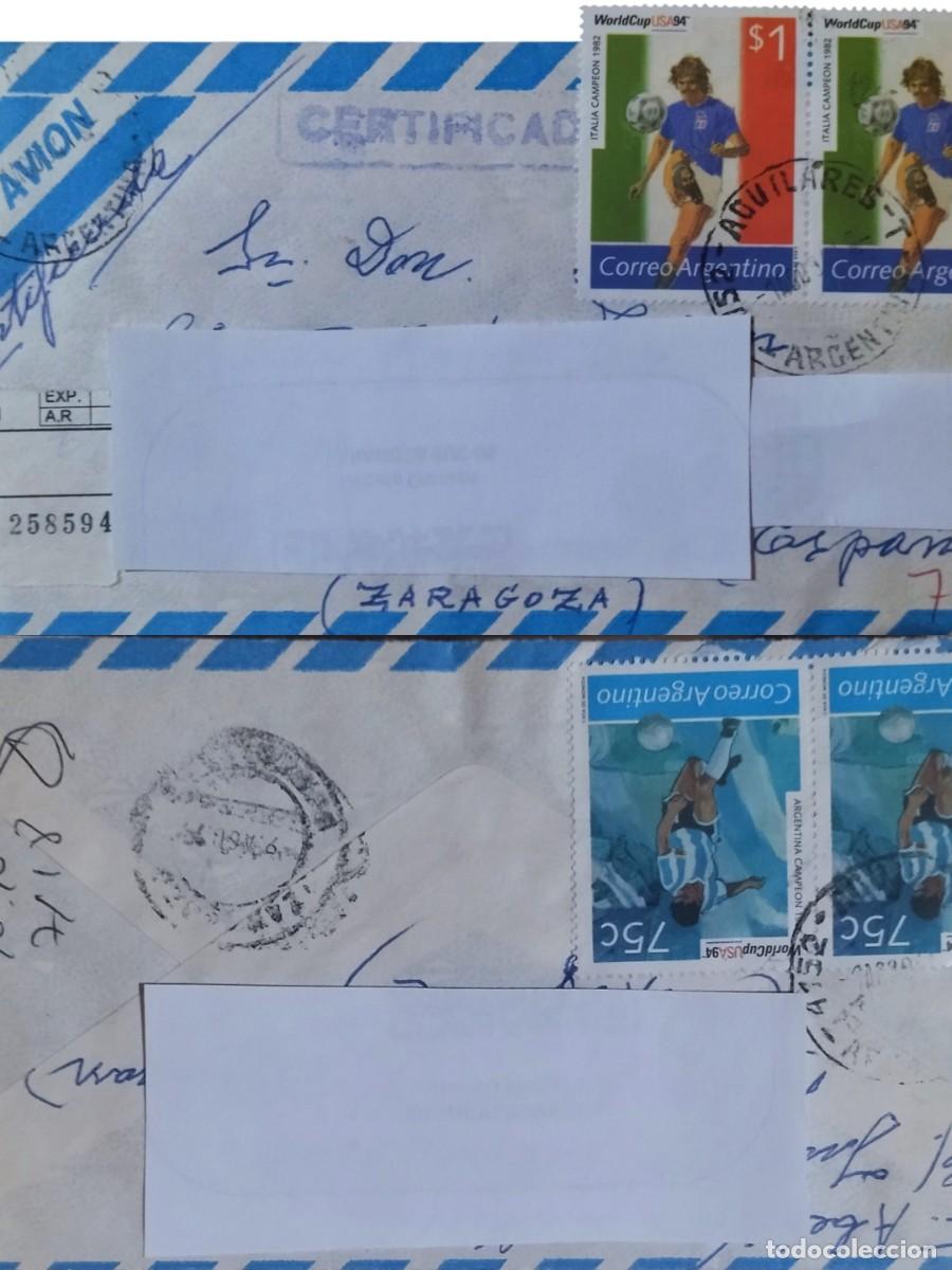 Sellos: F&uacute;tbol - Copa del Mundo - Sobre circulado certificado de Aguilares (Tucum&aacute;n) a Zaragoza (Espa&ntilde;a