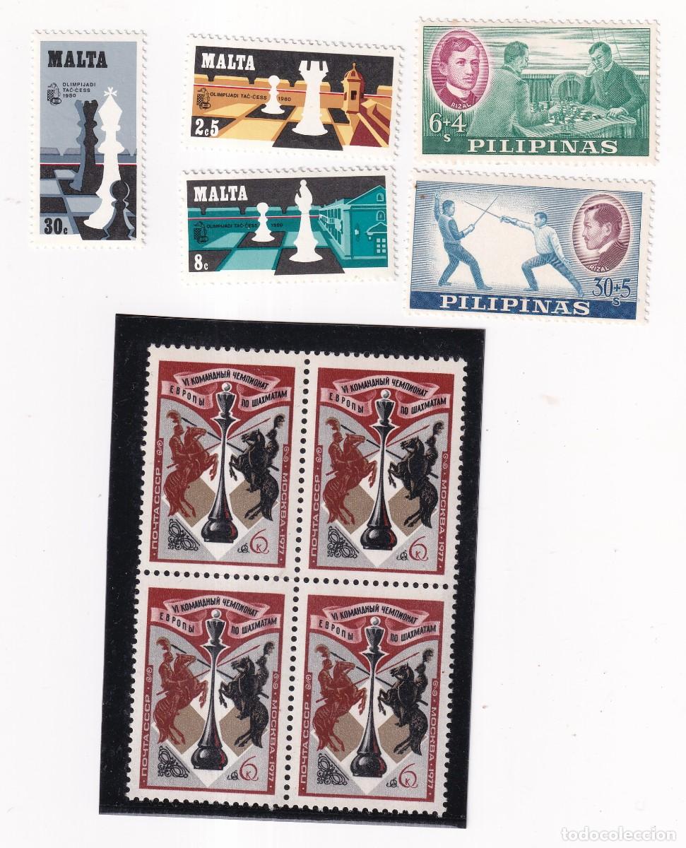 Sellos: AJEDREZ CHESS - LOTE DE 9 SELLOS - FILIPINAS, MALTA, RUSIA - NUEVOS