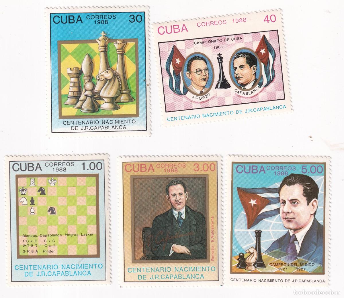 Sellos: AJEDREZ CHESS - CUBA 1988 - YVERT 2864/2869 ** - CENTENARIO NACIMIENTO DE CAPABLANCA - INCOMPLETA