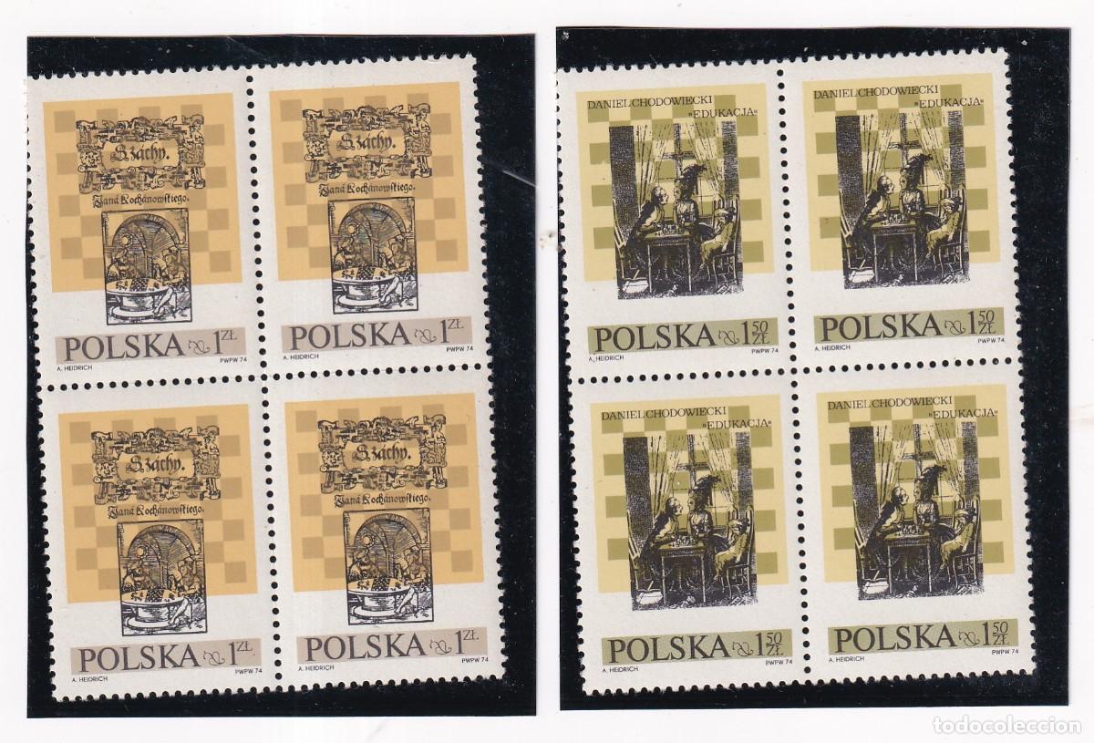 Sellos: AJEDREZ CHESS - POLONIA 1974 - EN BLOQUES DE 4 - 2162/63** NUEVOS - 10&ordm; FESTIVAL INTERNACIONAL