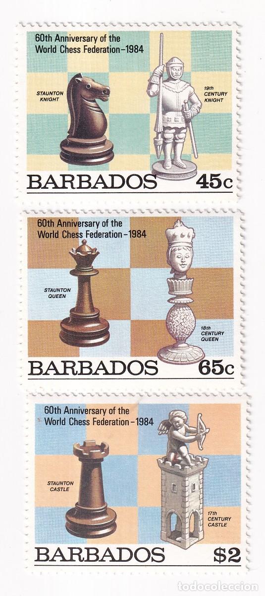 Sellos: AJEDREZ CHESS - BARBADOS 1984 - 60 ANIVERSARIO FEDERACION - SERIE INCOMPLETA