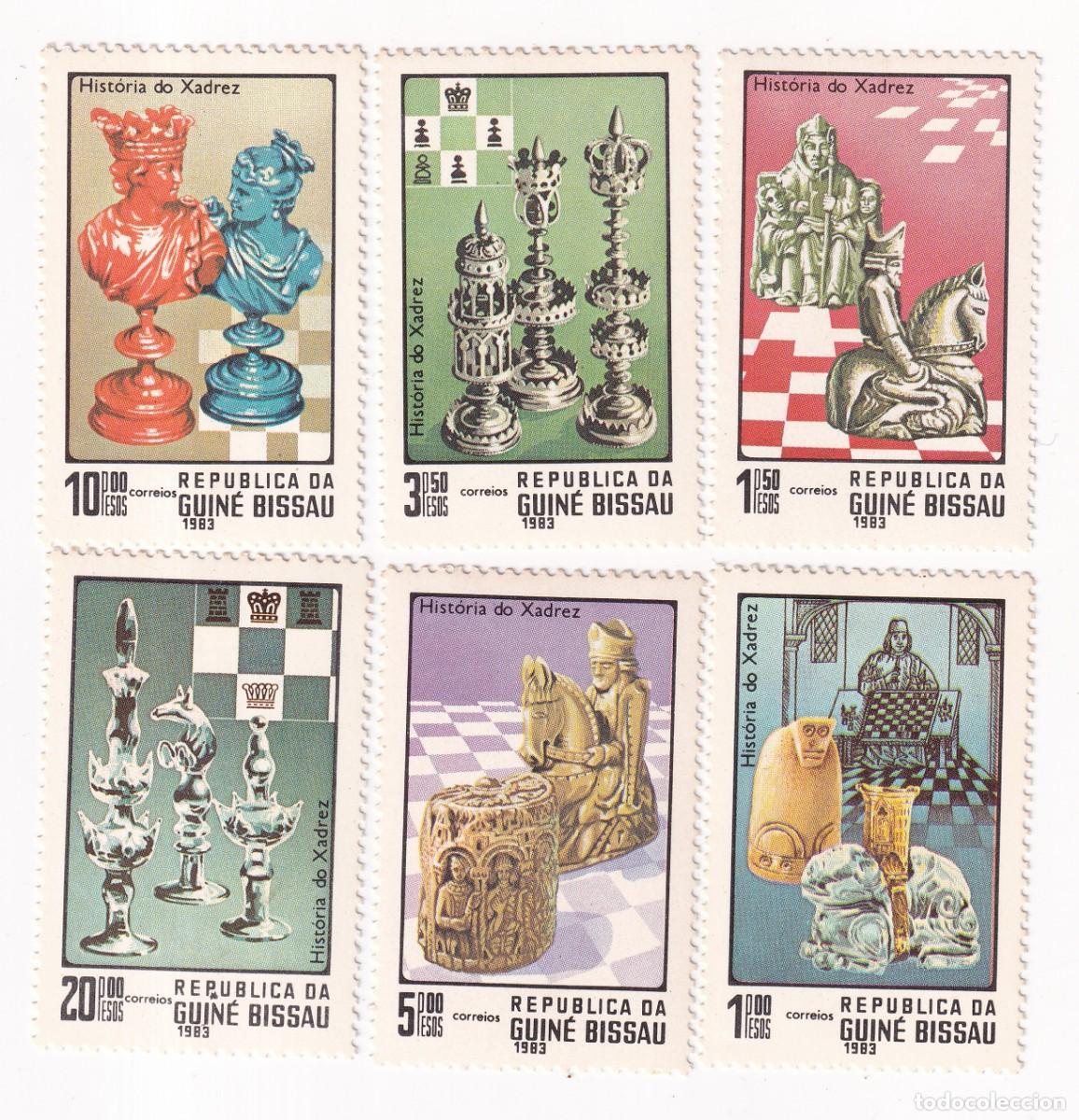 Sellos: AJEDREZ CHESS - GUINEA BISSAU 1983 - HISTORIA DEL AJEDREZ - SERIE INCOMPLETA - NUEVA