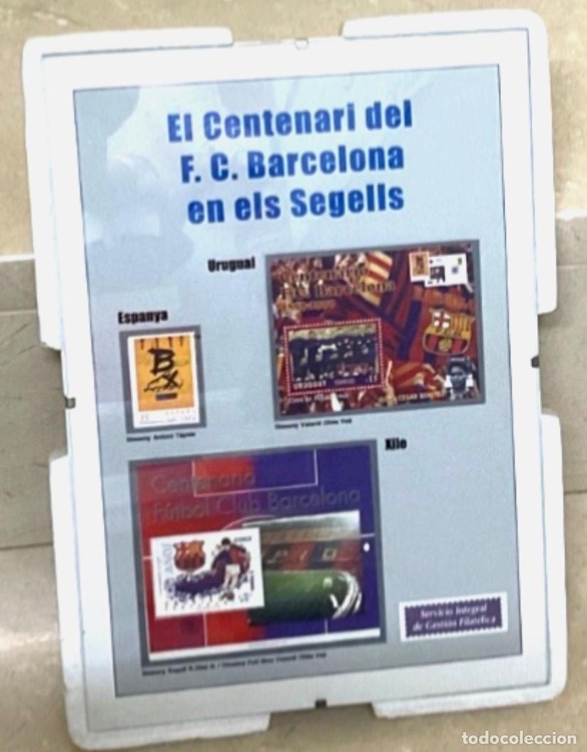 Sellos: CUADRO CRISTAL CON LOS SELLOS FUTBOL CLUB BARCELONA CENTENARIO