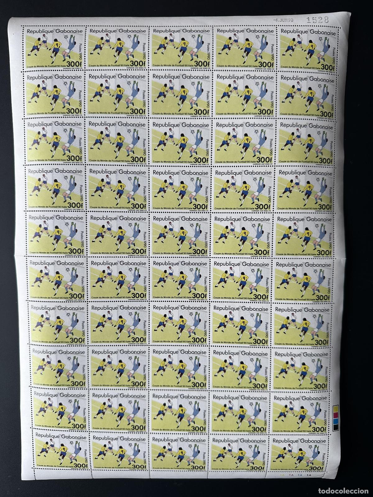 Sellos: Gab&oacute;n 1990 Mi. C 1063 300F tablero Copa Mundial de la FIFA Italia F&uacute;tbol