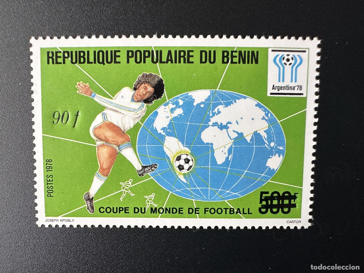Sellos: Ben&iacute;n 1985 Mi. 387 Copa Mundial de F&uacute;tbol Argentina la FIFA sobrecargada