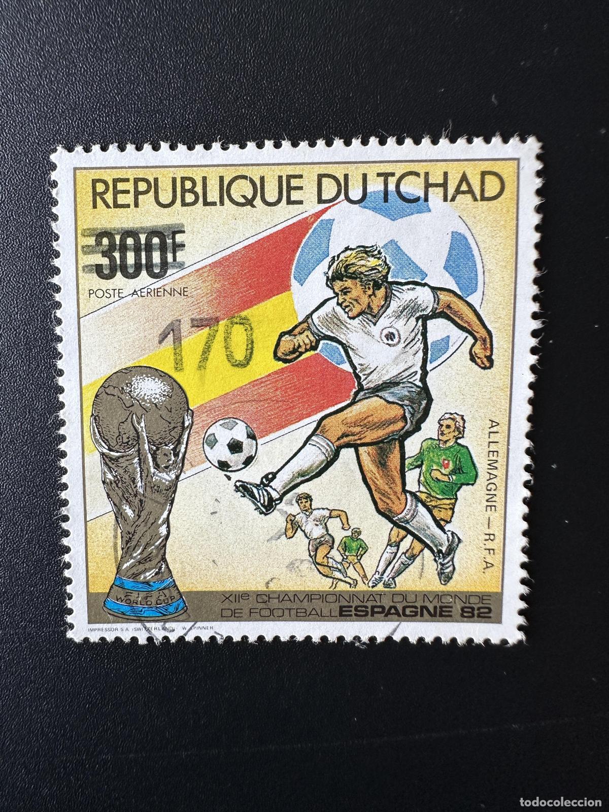 Sellos: Chad 1987/1988 Mi. 1148 cancelado por la sobrecargada Copa Mundial de F&uacute;tbol Espa&ntilde;a FIFA